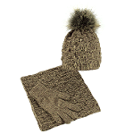 Completo invernale da donna, cappello, sciarpa, guanti cappuccino